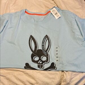 Psycho Bunny Mens Light Blue Graphic T-Shirt